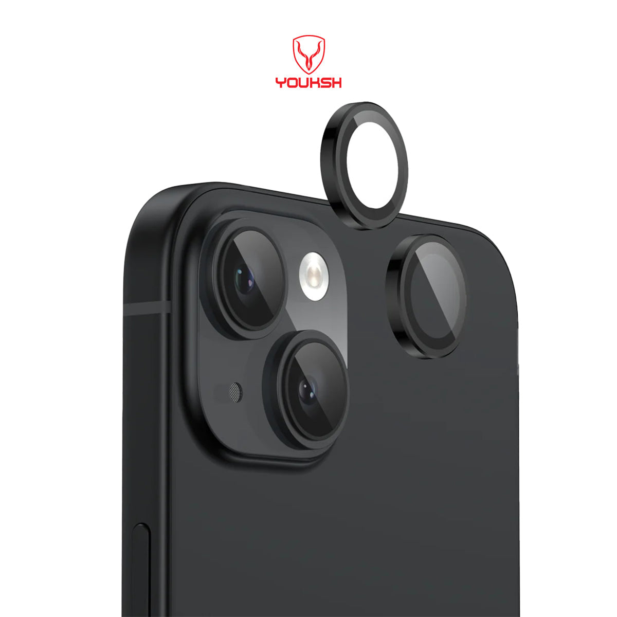 YOUKSH iPhone 15 Plus/15 Camera Ring Glass Protector.