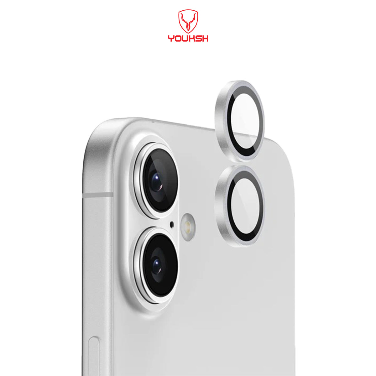 YOUKSH iPhone 16/16 Plus Camera Ring Glass Protector.