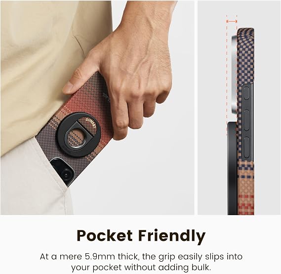 PITAKA MagSafe Phone Grip, 360 Degree Rotation Magnetic Phone Ring-Moonrise