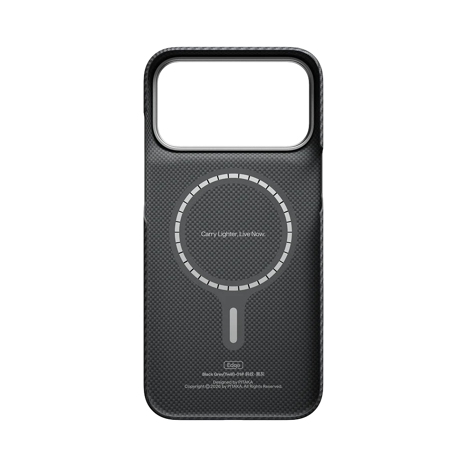 pitaka for iPhone 18 Pro Case 6.3" with Caseless Feeling, Black Grey(Twill)