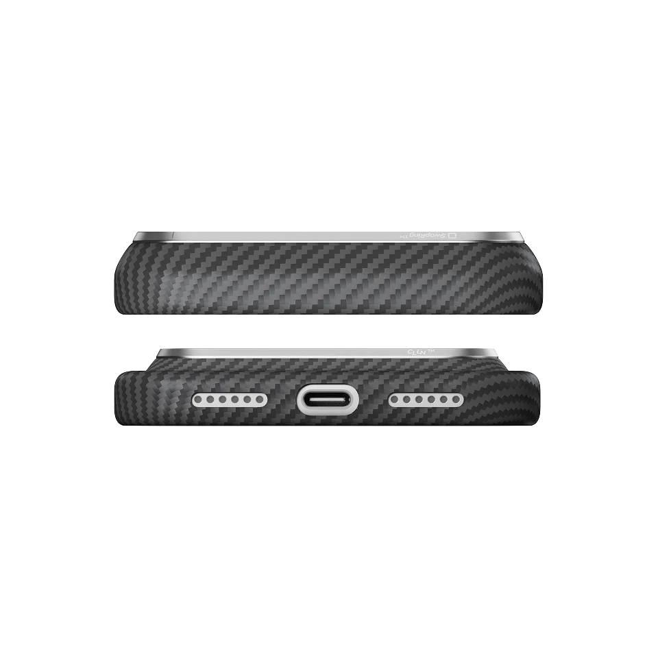 pitaka for iPhone 18 Pro Case 6.3" with Caseless Feeling, Black Grey(Twill)