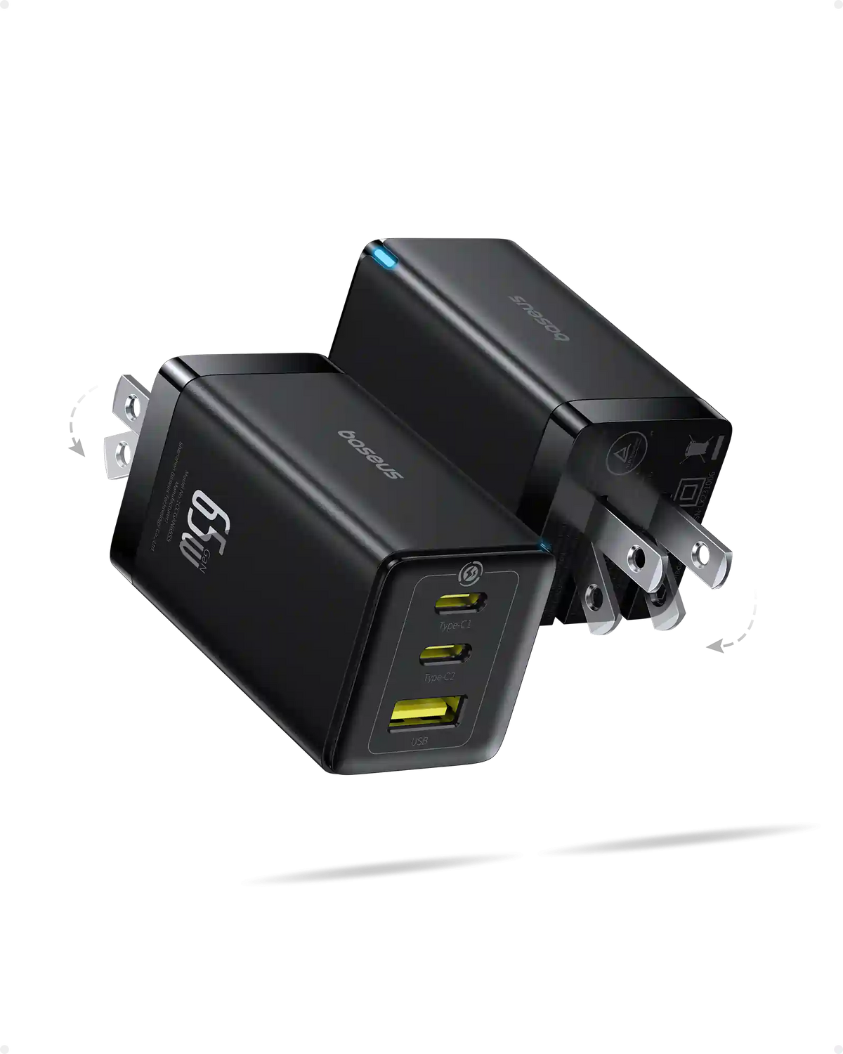 Baseus GaN5 Pro Fast Charger 2C+U 65W US Pack of 2