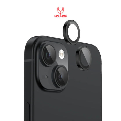 YOUKSH iPhone 15 Plus/15 Camera Ring Glass Protector.