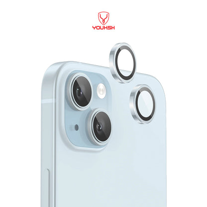 YOUKSH iPhone 15 Plus/15 Camera Ring Glass Protector.