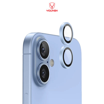 YOUKSH iPhone 16/16 Plus Camera Ring Glass Protector.