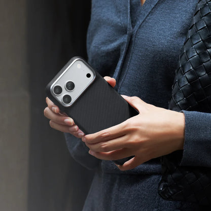 pitaka for iPhone 18 Pro Case 6.3" with Caseless Feeling, Black Grey(Twill)