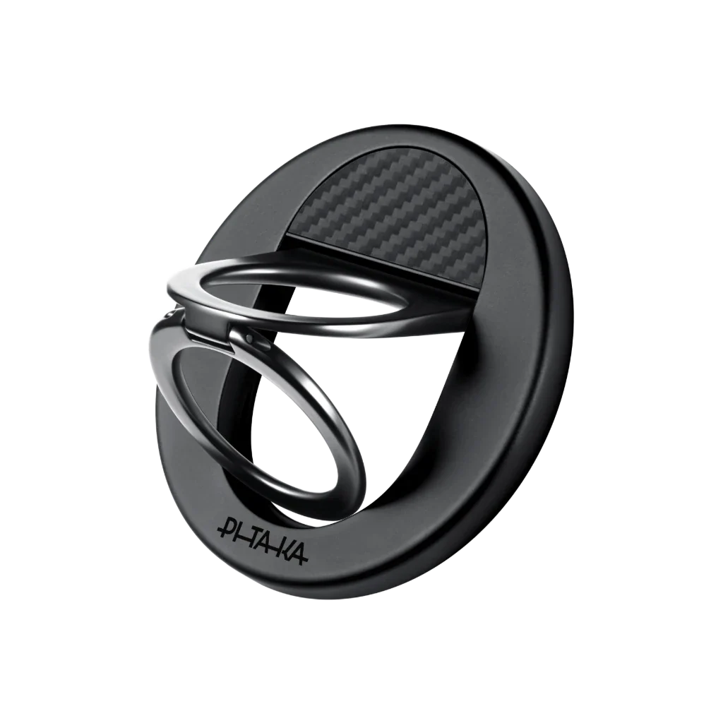 PITAKA MagSafe Phone Grip, 360 Degree Rotation Magnetic Phone Ring, Black