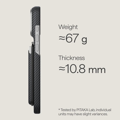 pitaka Slim MagSafe Wallet with Adjustable Stand, Aramid Fiber, Black/Grey